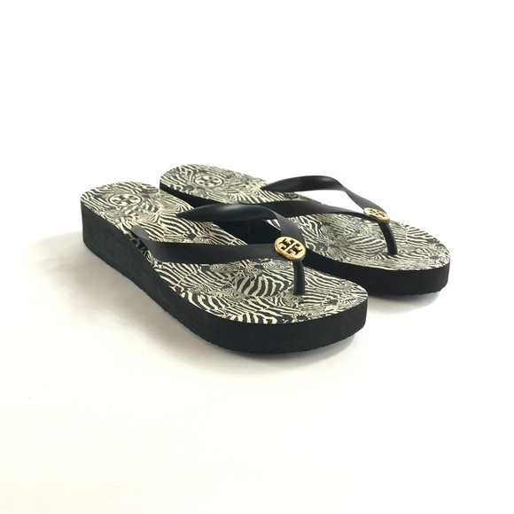 Tory Burch Shoes - Tory Burch Zebra Print Black & White Flip Flops